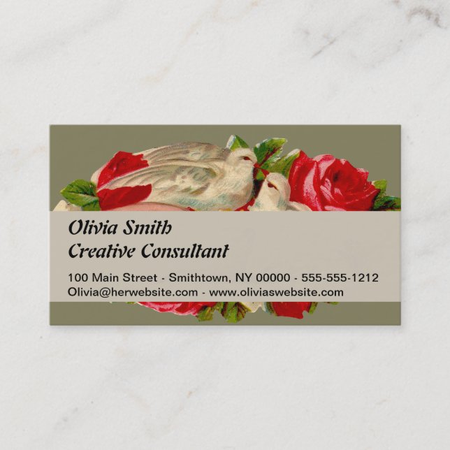 Vintage Vögel Viktorianische Liebe Taube Klassisch Visitenkarte (Vorderseite)