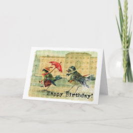 Vintage Vögel zum Geburtstag Karte