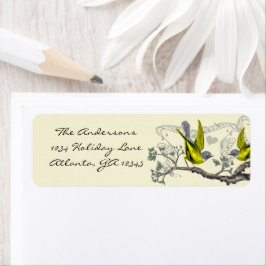 Vintage Vogelarten Gelb- und Grauetiketten