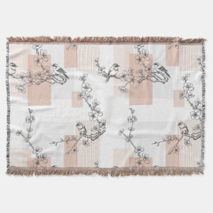 Vintage-Vogelblüten-Toile-Streifen (10) Decke