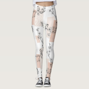 Vintage-Vogelblüten-Toile-Streifen (10) Leggings