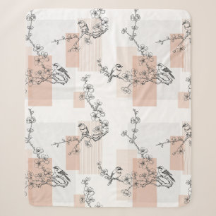 Vintage-Vogelblüten-Toile-Streifen (10) Sherpadecke