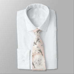 Vintage-Vogelblüten-Toile-Streifen (1) Krawatte