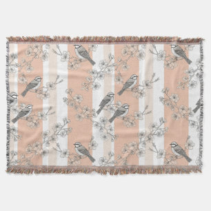 Vintage-Vogelblüten-Toile-Streifen (4) Decke