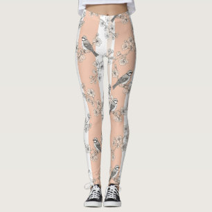 Vintage-Vogelblüten-Toile-Streifen (4) Leggings