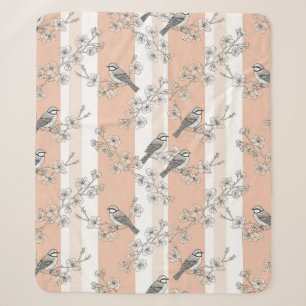 Vintage-Vogelblüten-Toile-Streifen (4) Sherpadecke
