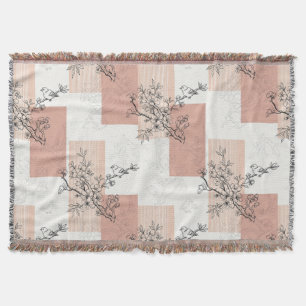 Vintage-Vogelblüten-Toile-Streifen (6) Decke
