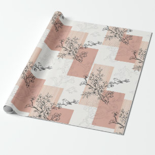 Vintage-Vogelblüten-Toile-Streifen (6) Geschenkpapier