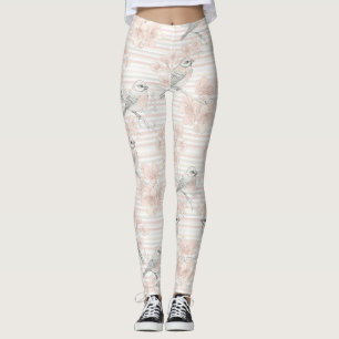 Vintage-Vogelblüten-Toile-Streifen (7) Leggings