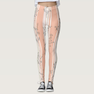 Vintage-Vogelblüten-Toile-Streifen (9) Leggings