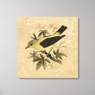 Vintage-Vogelfigur Glaube Hoffnung Liebe Wrapped L Leinwanddruck