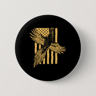 Vintage Vogeljagd unter amerikanischer Flagge Button