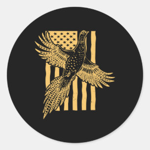 Vintage Vogeljagd unter amerikanischer Flagge Runder Aufkleber