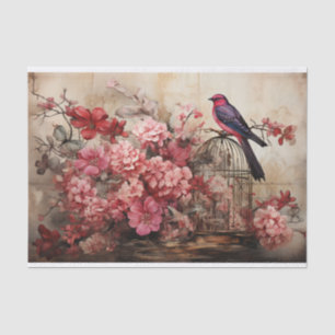 Vintage Vogelkäfig-Schmetterlinge und Vogeldekoupa Seidenpapier