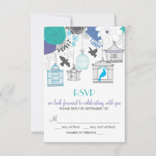 Vintage-Vogelkäfige Frühlingsblumen RSVP-Karte RSVP Karte