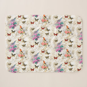 Vintage Vogelkunst, Blumen, Schmetterlinge alte Br Sherpadecke