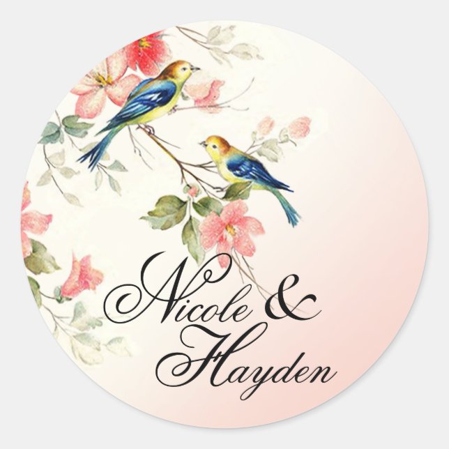 Vintage Vogelliebhaber Gefallen | Rosa rot weiß Runder Aufkleber (Vorderseite)