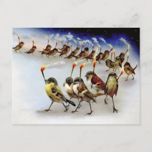 Vintage-Vogelmob-Christmas-Karte Postkarte