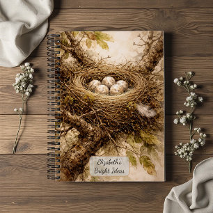 Vintage Vogelnest mit Eiern Notizbuch