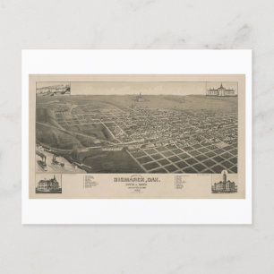 Vintage Vogelperspektive Bismarck, Norddakota Postkarte