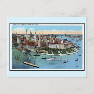 Vintage Vogelperspektive von Lower New York City Postkarte
