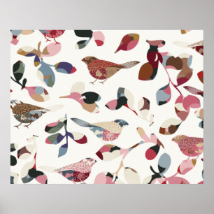 Vintage Vogeltapete Poster