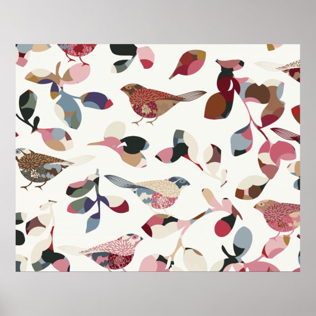 Vintage Vogeltapete Poster (Vorne)