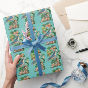 Vintage-Vogelverpackung mit Blumen Geschenkpapier