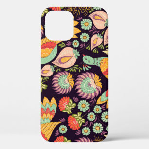 Vintage-Volkskunst-Blumen-Vögel-Ornament Case-Mate iPhone Hülle