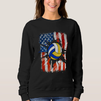 Vintage Volleyball 4. Juli US-amerikanische Flagge Sweatshirt