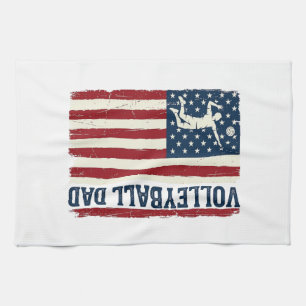 Vintage-Volleyball-Vater-patriotisches-Flag-Shirt- Geschirrtuch