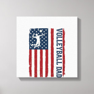 Vintage-Volleyball-Vater-patriotisches-Flag-Shirt- Leinwanddruck