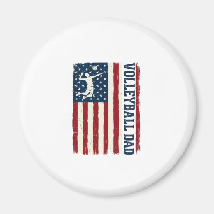 Vintage-Volleyball-Vater-patriotisches-Flag-Shirt- Magnet