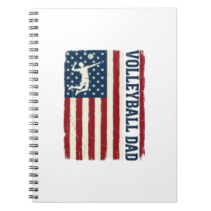 Vintage-Volleyball-Vater-patriotisches-Flag-Shirt- Notizblock