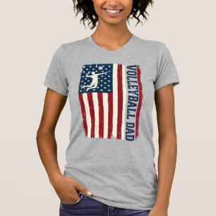 Vintage-Volleyball-Vater-patriotisches-Flag-Shirt- T-Shirt