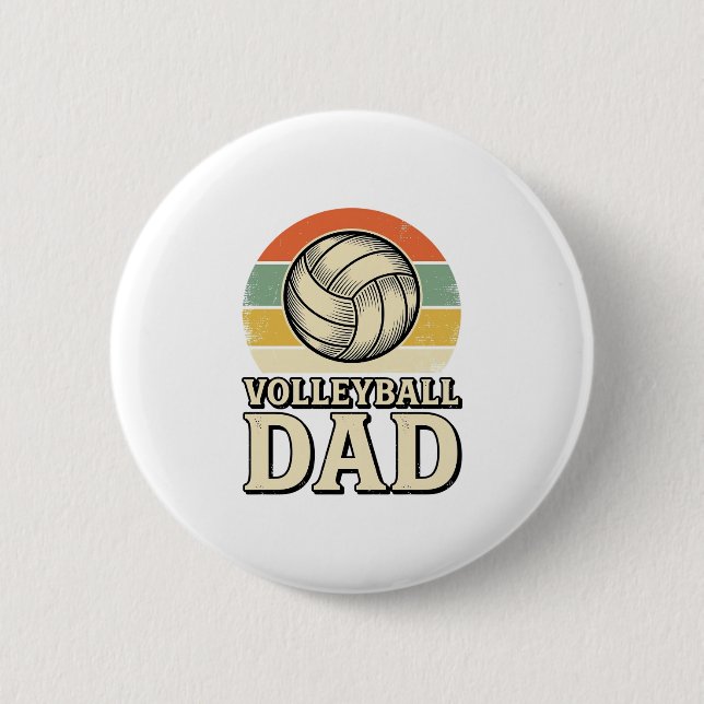 Vintage-Volleyball-Vater Retro-Shirt-Design_1 Button (Vorderseite)