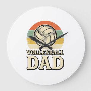 Vintage-Volleyball-Vater Retro-Shirt-Design_1 Große Wanduhr