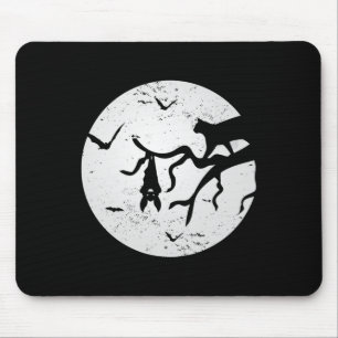Vintage Vollmond Katze Fledermaus Baum Gruselige H Mousepad