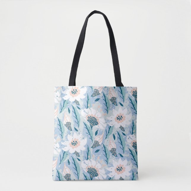 Vintage, von Hand gemalte Blumenmuster mit weißer  (Vorderseite)