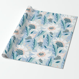 Vintage, von Hand gemalte Blumenmuster mit weißer Geschenkpapier