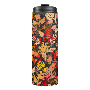 Vintage, von Hand gezeichnete, nahtlose Blumenmust Thermosbecher