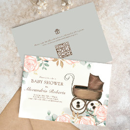 Vintage Vorlage für Pink Floral Baby Girl Dusche