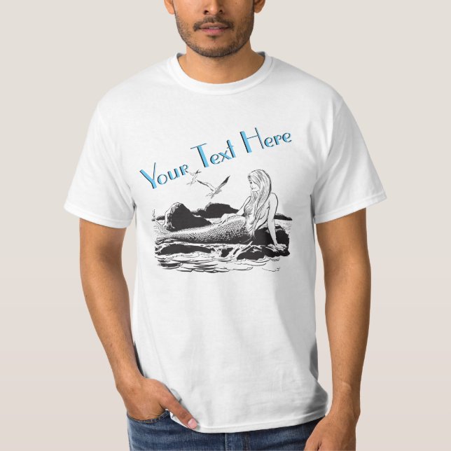 Vintage Vorlage Mermaid T-Shirt (Vorderseite)