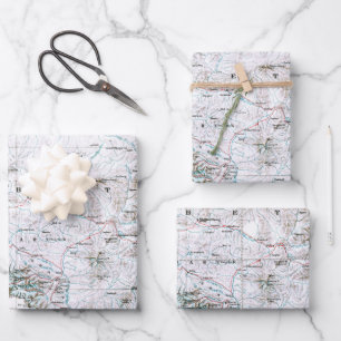 Vintage vorläufige Karte des Mount Everest Poster Geschenkpapier Set