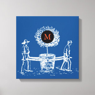 Vintage-W-Baum-Familientreffen-Monogramm-Leinwand Leinwanddruck