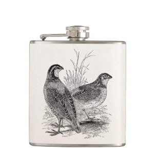 Vintage Wachtelvögel - Personalisiertes Retro-Jagd Flachmann