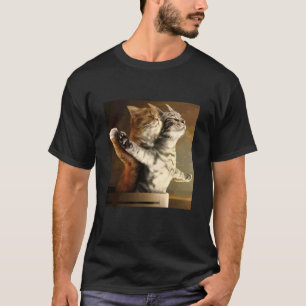 Vintage Wacky Cat Lustiges Kitten Paar Gen Z Meme T-Shirt