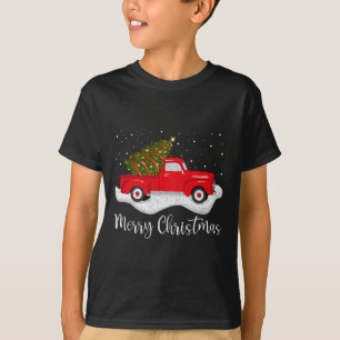 Vintage Wagon Christmas Tree on Car Xmas Red Ding T-Shirt