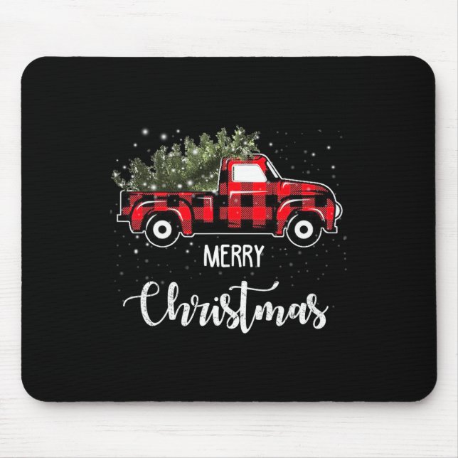 Vintage Wagon roter Lastwagen Weihnachtsbaum Pyjam Mousepad (Vorne)