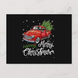 Vintage Wagon roter LKW Weihnachtsbaum Pyjama-Fami Feiertagspostkarte